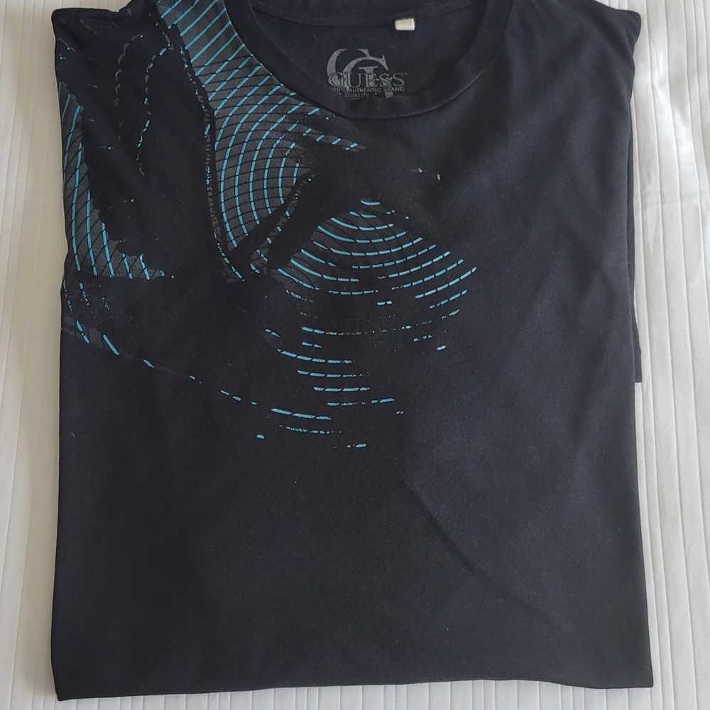 Guess Men's Short Sleeve T-Shirt Black With Blue … - image 5