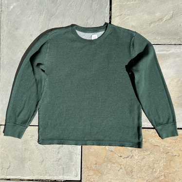 Gap 2 Tone Waffle Knit Thermal Green and Light Gr… - image 1