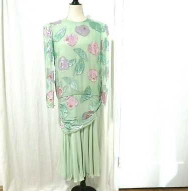 Vintage 1980's Judy Hornby Couture 100% Silk Dres… - image 1