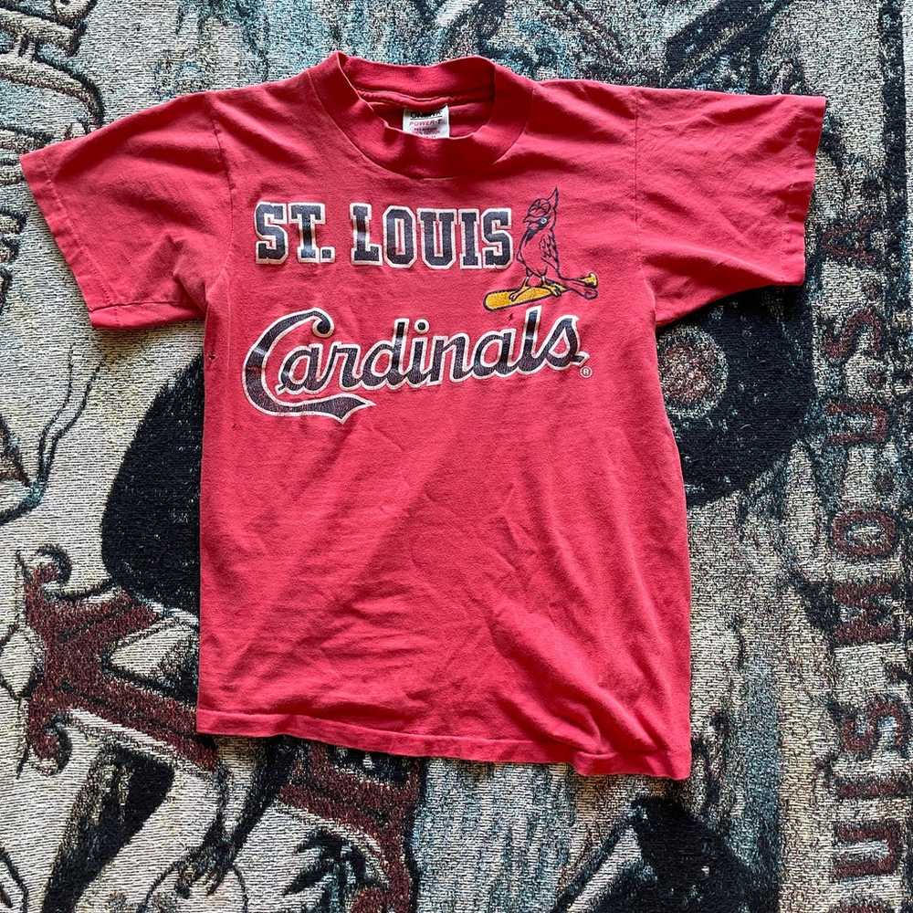 Vintage 90's St. Louis Cardinals Red Faded MLB Ba… - image 1