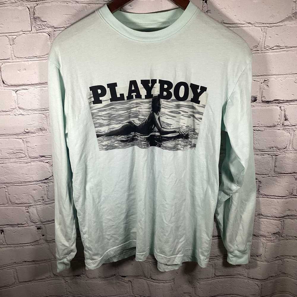 Mens Pacsun Playboy Bunny Size Small Teal Long-Sl… - image 1