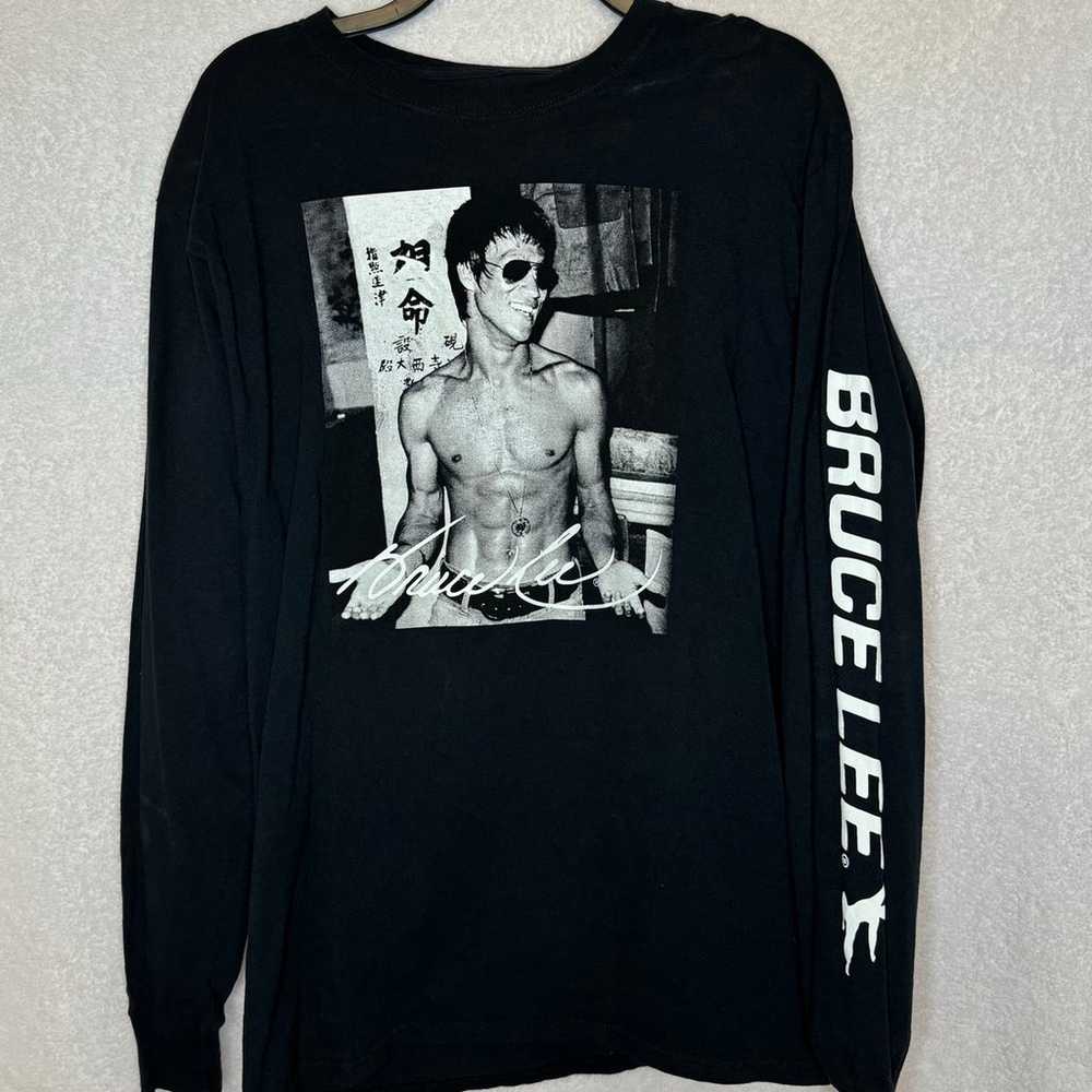 Bruce Lee Long Sleeve T Shirt Black Cotton Men Si… - image 1
