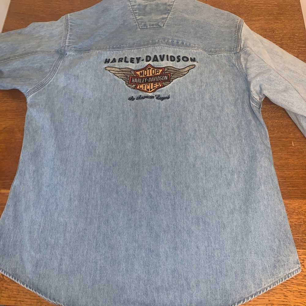 Harley Davidson Embroidered Denim Shirt Women’s s… - image 1