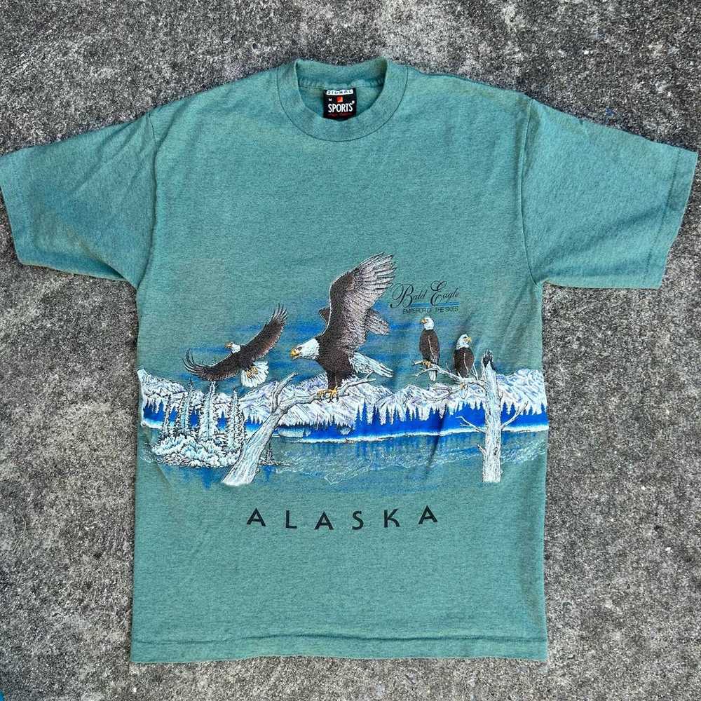 Vintage Nature / Alaska Shirt / Bald Eagle / sing… - image 1