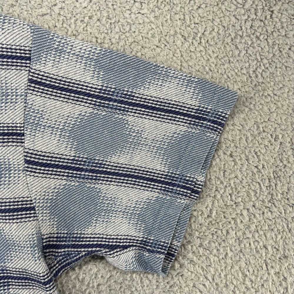 Vintage Striped Shirt Men's Medium Blue Striped A… - image 3