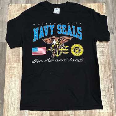 Vintage 1989 US Navy Seals Tshirt 80s 3D Emblem Just Brass Single