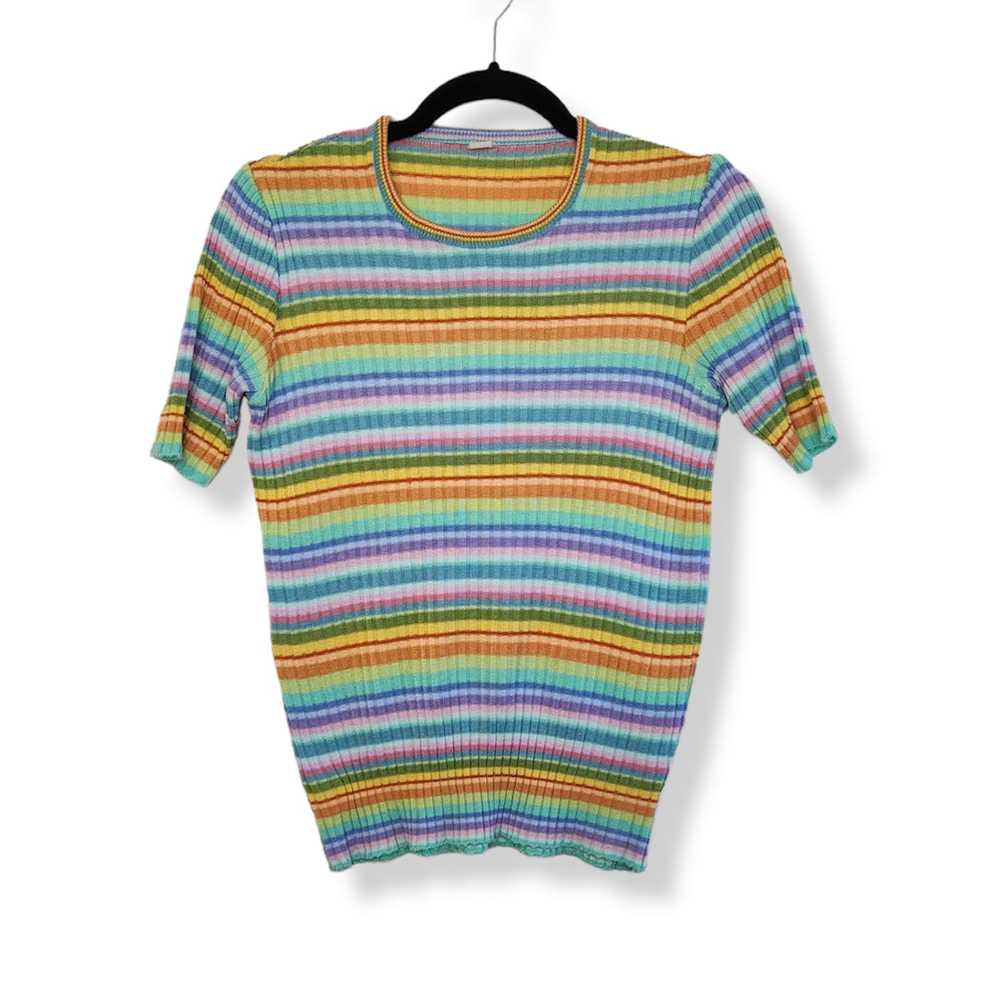 Vintage Vintage Pastel Rainbow Stripe 70s Style S… - image 1