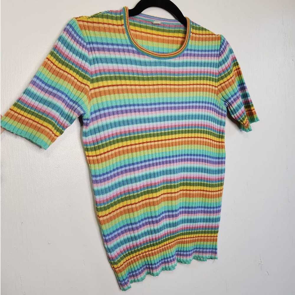 Vintage Vintage Pastel Rainbow Stripe 70s Style S… - image 3