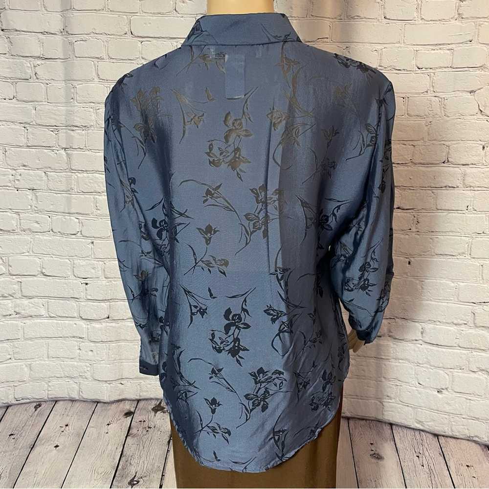 Other Jones & Co Silk Blend Blue Floral Shirt Siz… - image 5