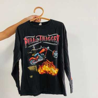 Vintage long Sleeve graphic biker T from the 90s.… - image 1