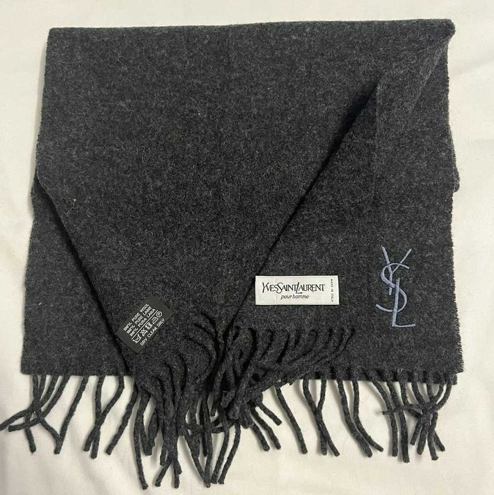 Yves Saint Laurent YSL Dark Grey Wool Scarf - image 1