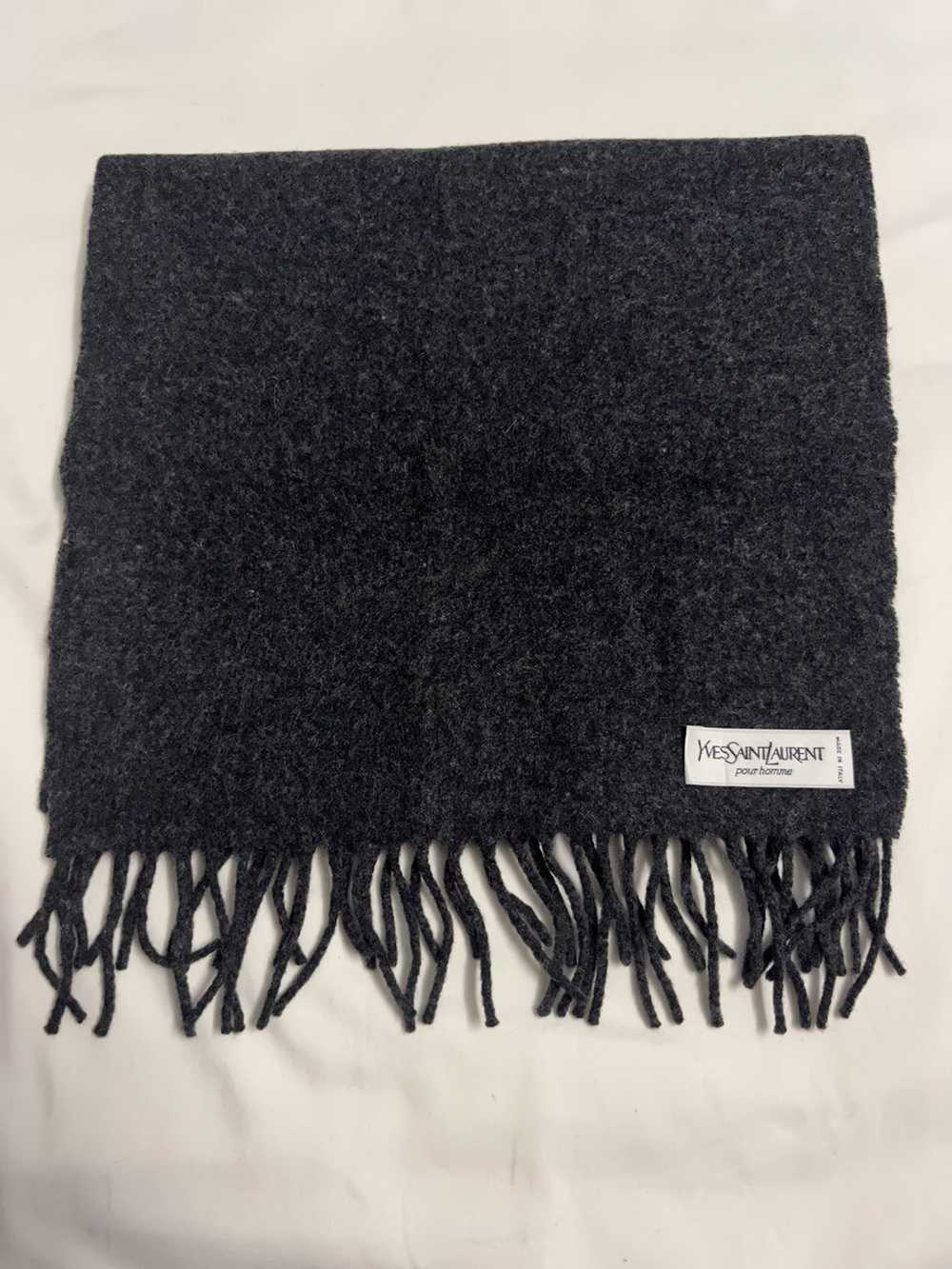 Yves Saint Laurent YSL Dark Grey Wool Scarf - image 2