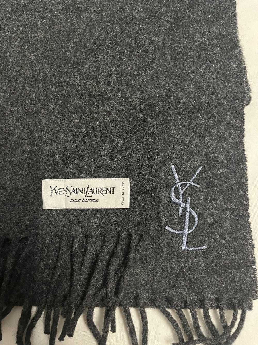 Yves Saint Laurent YSL Dark Grey Wool Scarf - image 3