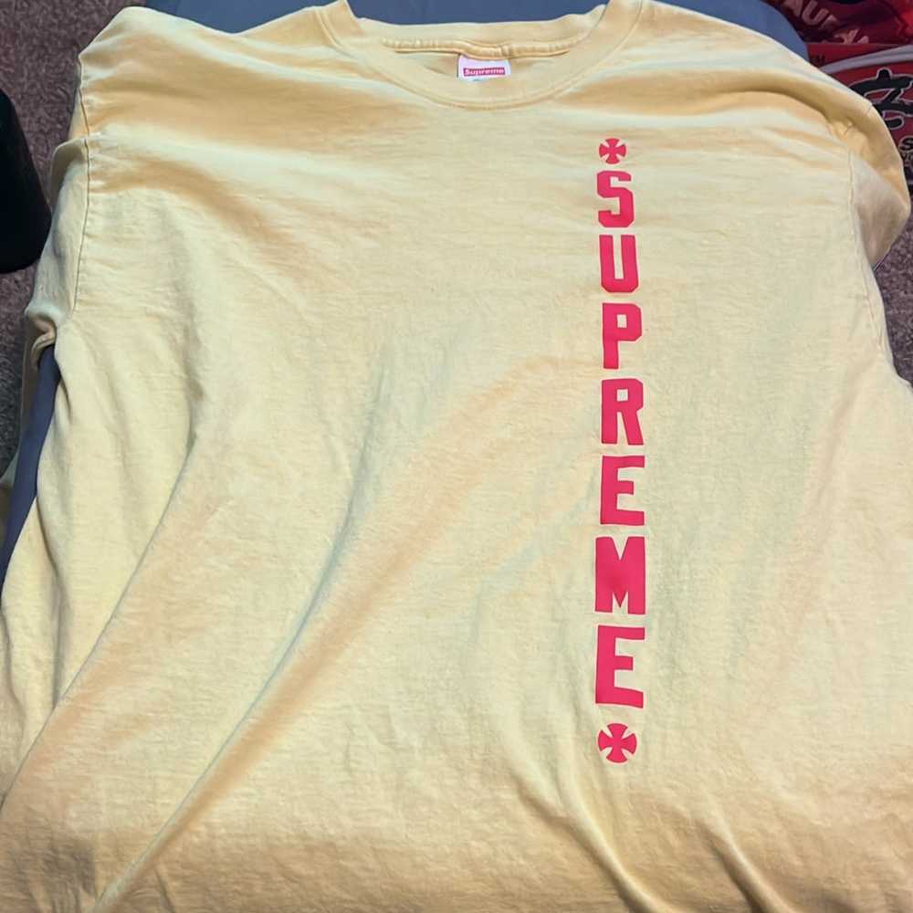 supreme x independent long sleeve yellow shirt - image 1