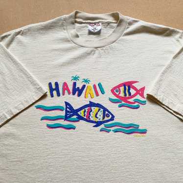 VIntage Jerzees Black The Fish Of Kona Hawaii Short Sleeve T-Shirt Adult  Size XL