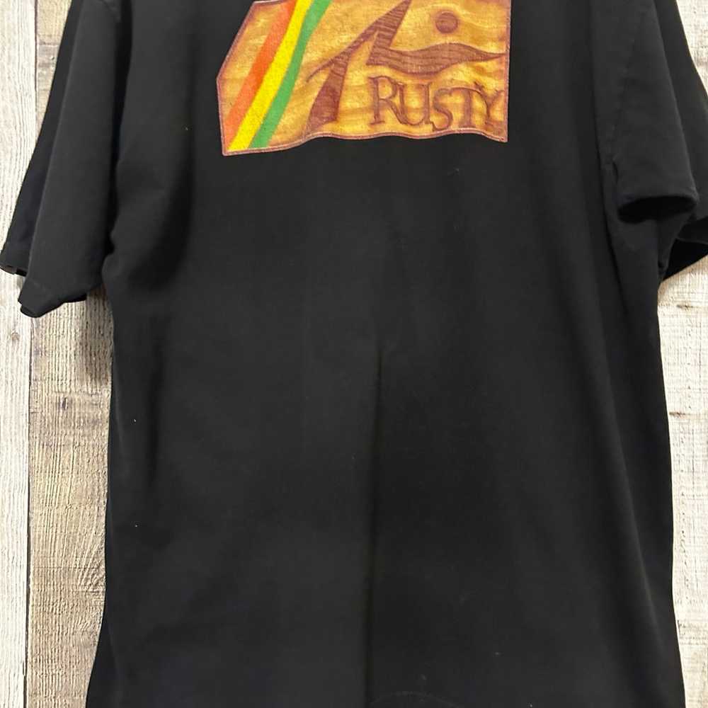 Vintage 90s Rusty Surf Black Graphic T-shirt Rast… - image 10