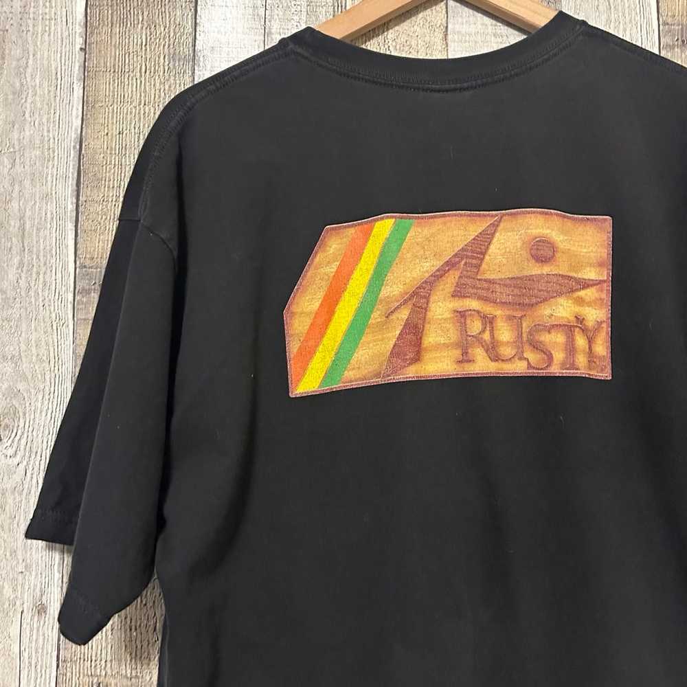 Vintage 90s Rusty Surf Black Graphic T-shirt Rast… - image 9