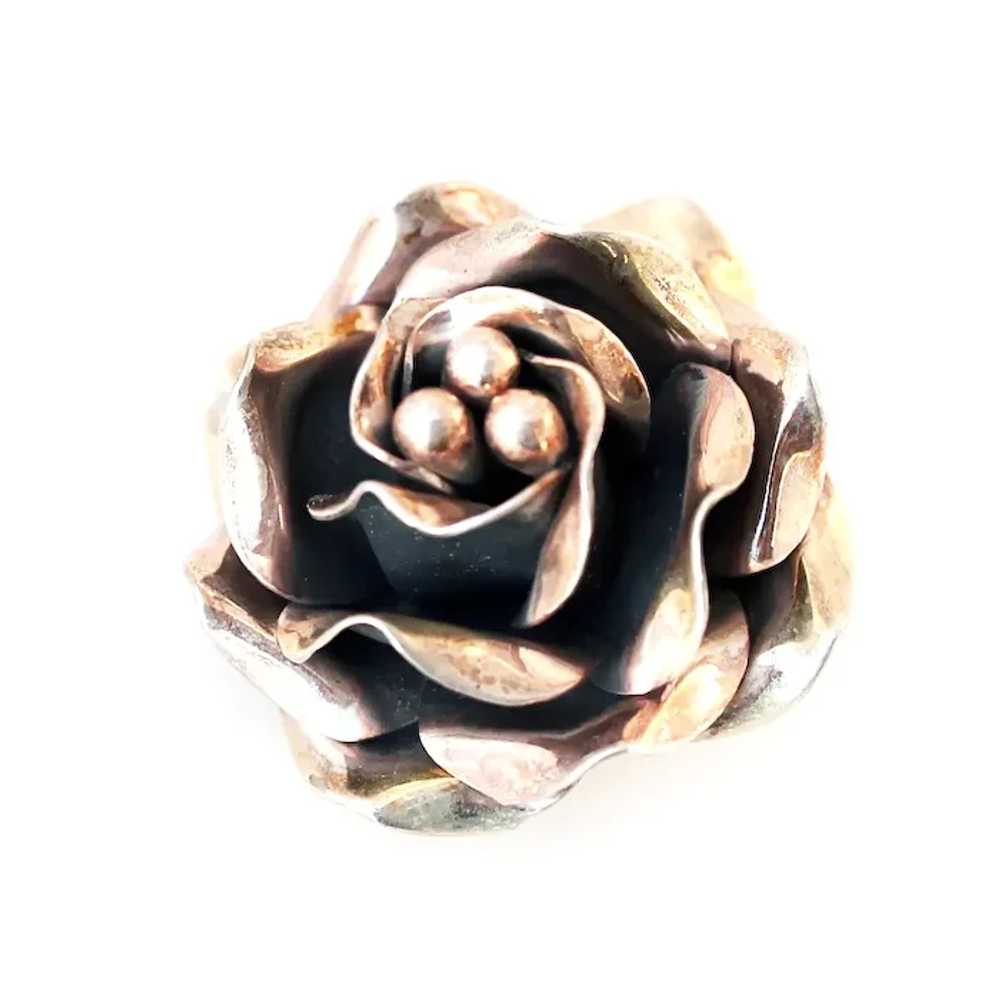 Sterling 925 Rose in Bloom Brooch, Signed - image 6