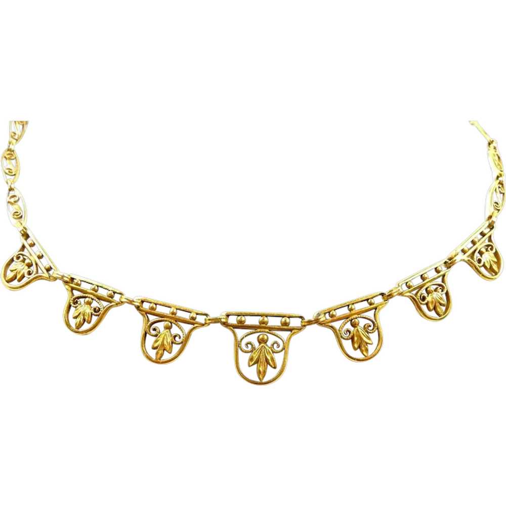 Fabulous French Belle Epoque Filigree Necklace c.… - image 1