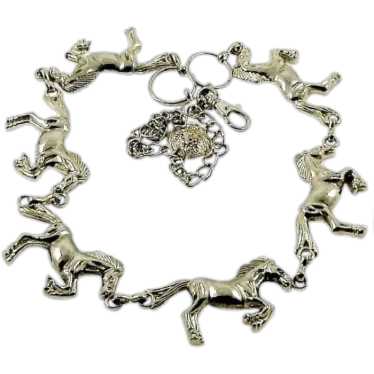 Vintage Horse Necklace Silver Tone Equine Belt - image 1