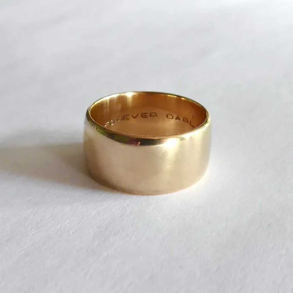 14k Yellow Gold Wide Band Ring - image 11