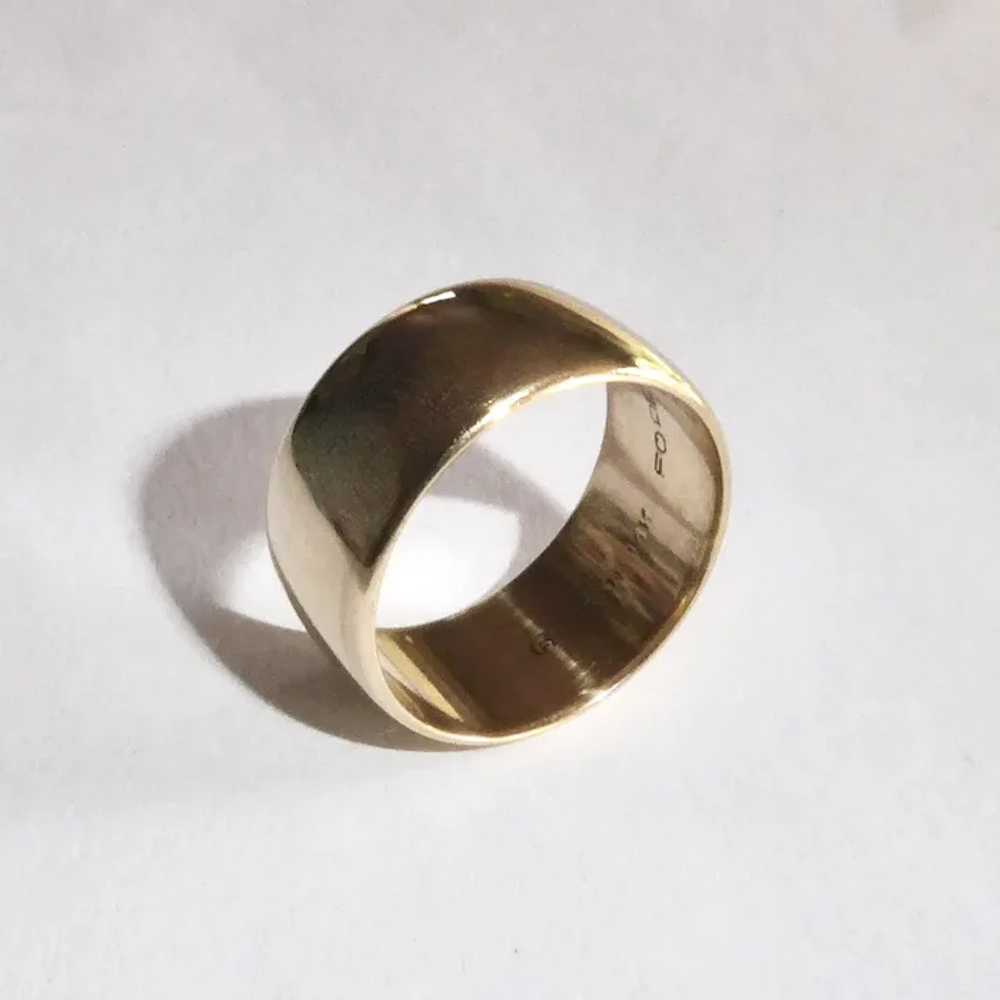 14k Yellow Gold Wide Band Ring - image 6