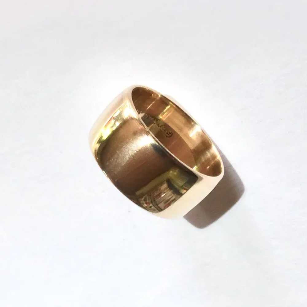 14k Yellow Gold Wide Band Ring - image 7