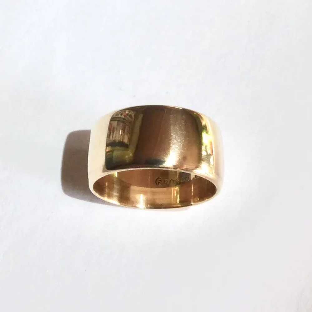 14k Yellow Gold Wide Band Ring - image 8