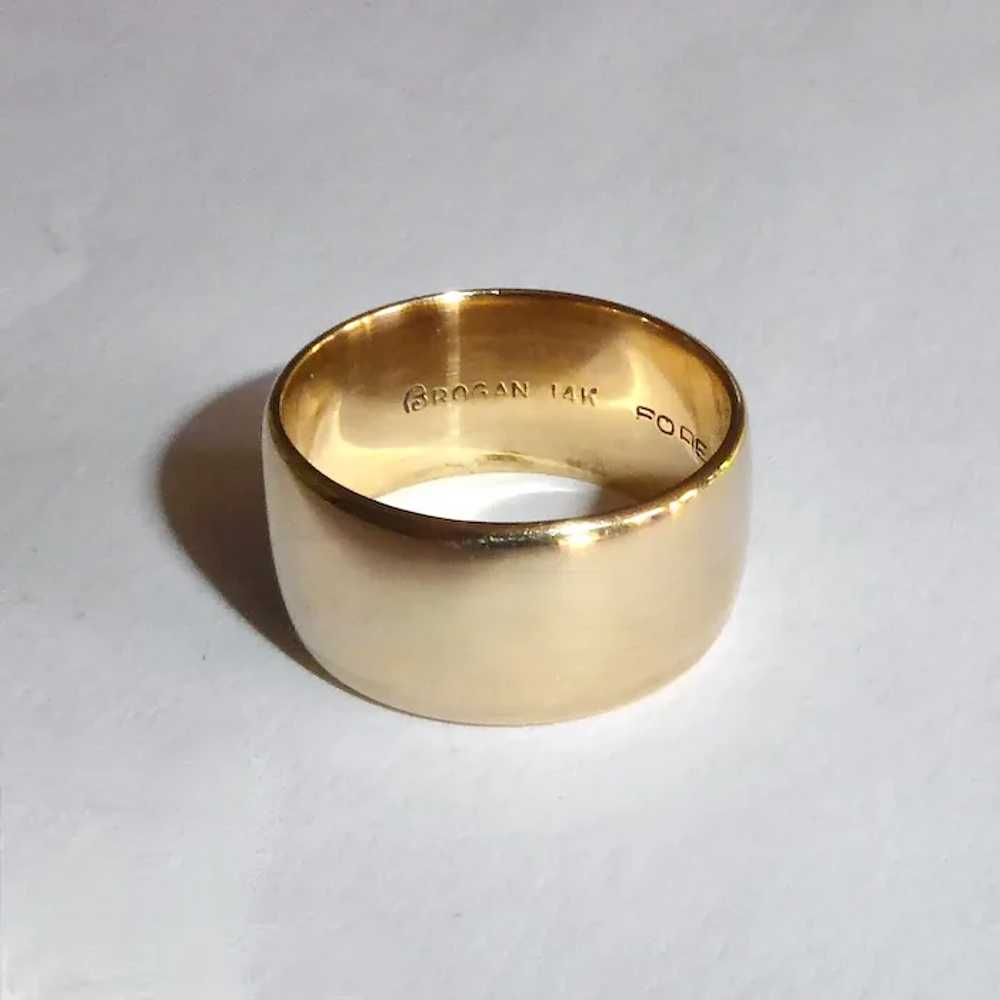 14k Yellow Gold Wide Band Ring - image 9