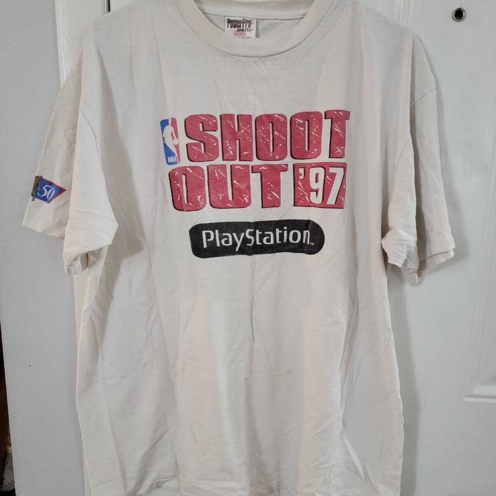 Vintage 97 NBA shoot out basket ps1 shirt - image 1