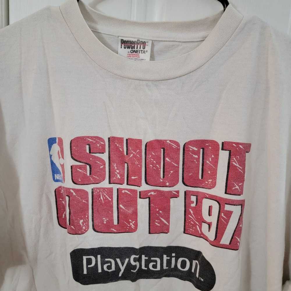 Vintage 97 NBA shoot out basket ps1 shirt - image 2