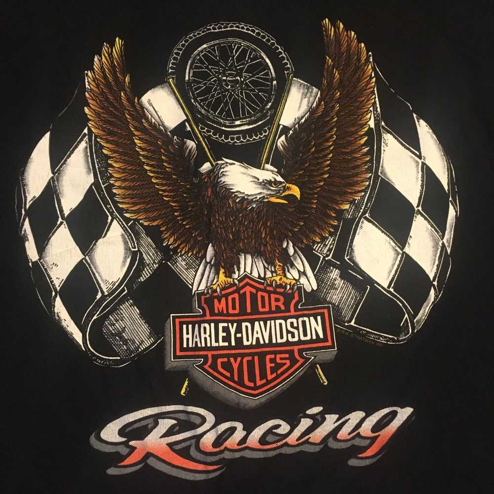 Vtg 90s Harley Racing Graphic Tee XL - image 3