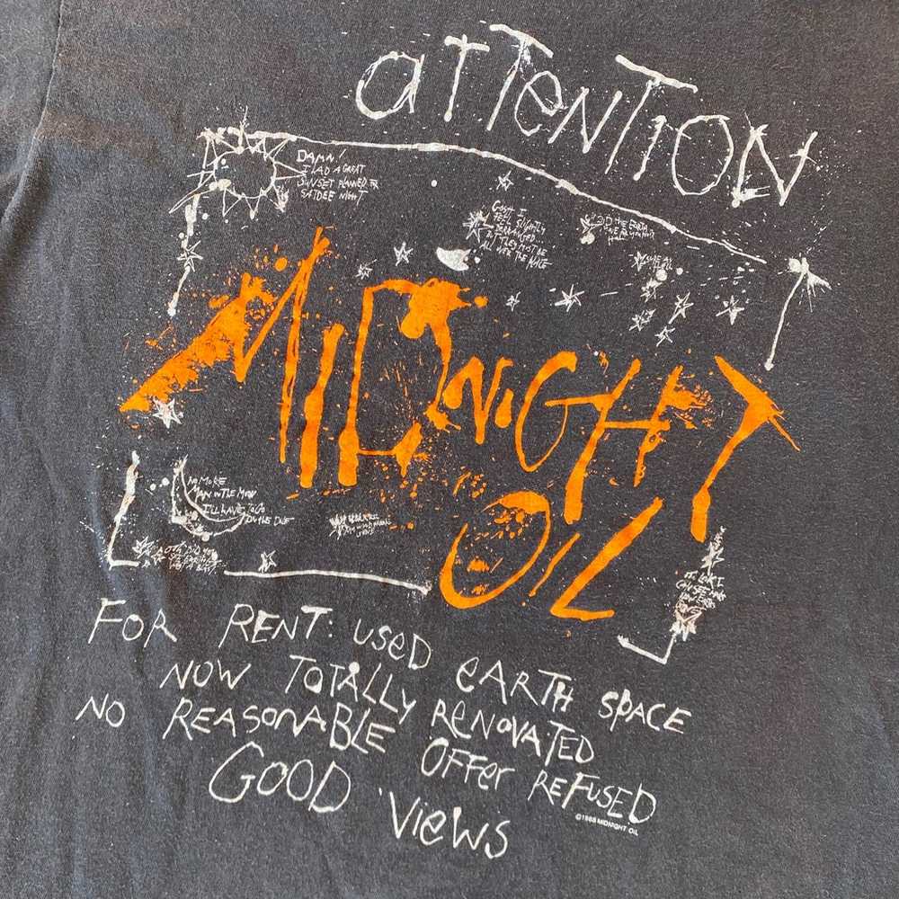 Vintage 1988 Midnight Oil Attention Single Stitch… - image 3