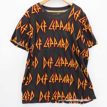 Def Leppard Shirt Mens Black All Over Print Logo … - image 1