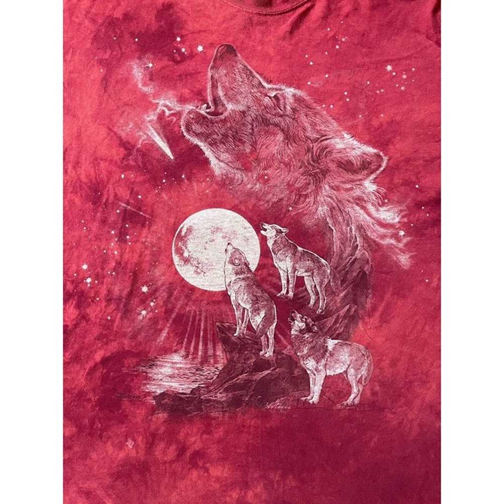 The Mountain Wolf Howling Moonlight Red Shirt Adu… - image 3