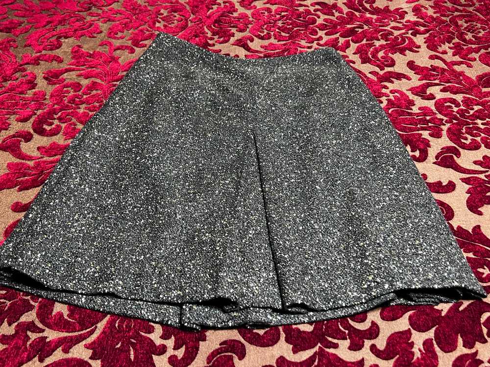 Per Se Green Print Tweed Wool A Line Skirt Size 4 - image 2