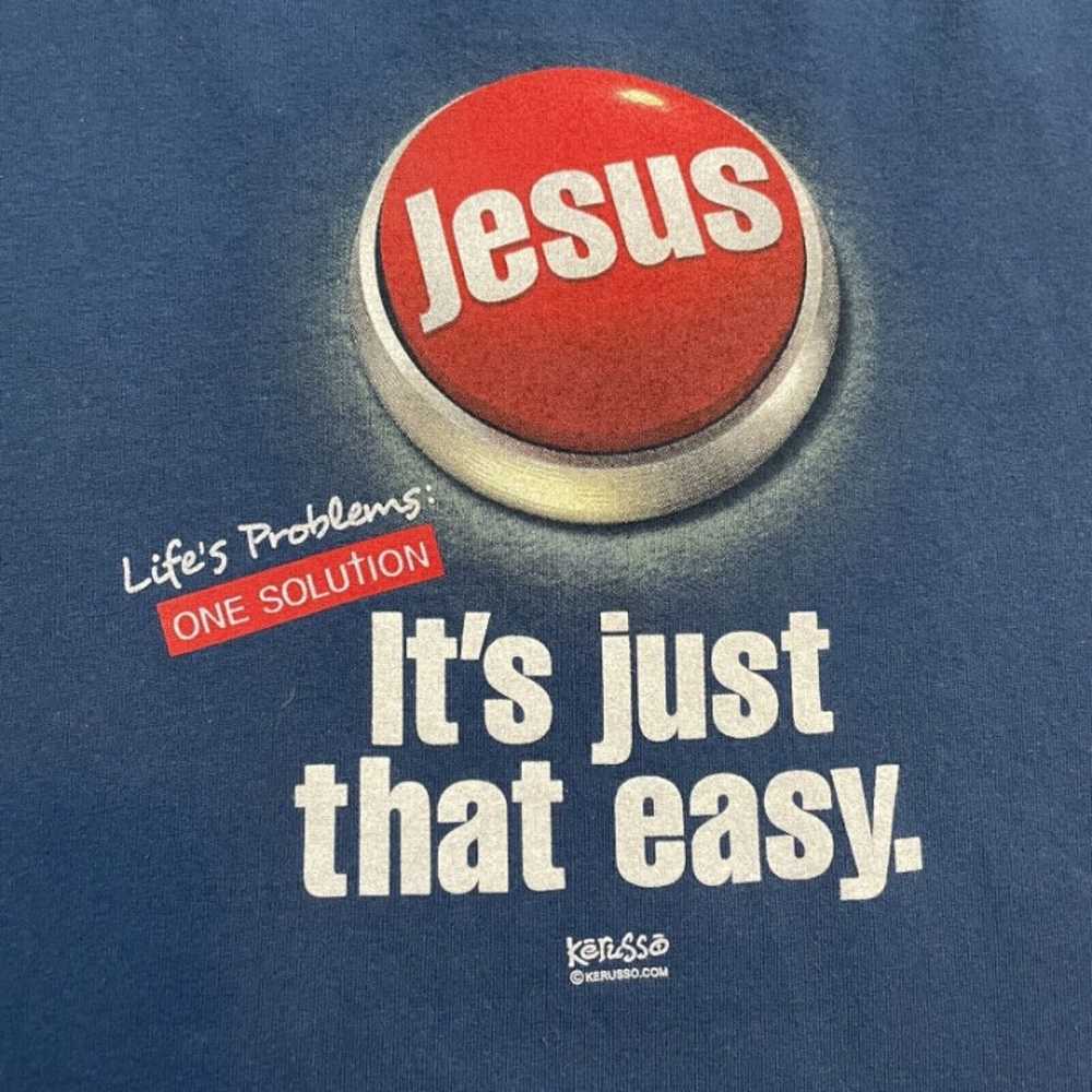 Vintage Jesus Tee Button Its Just That Easy Logo … - image 2