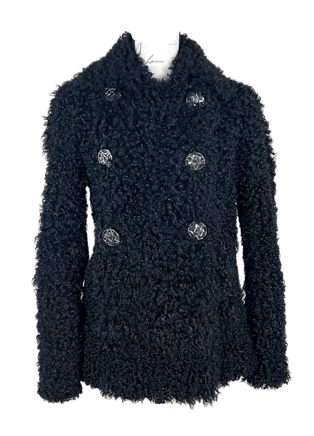 Chanel Chanel Black Double Breasted Lamb Fur Jack… - image 3