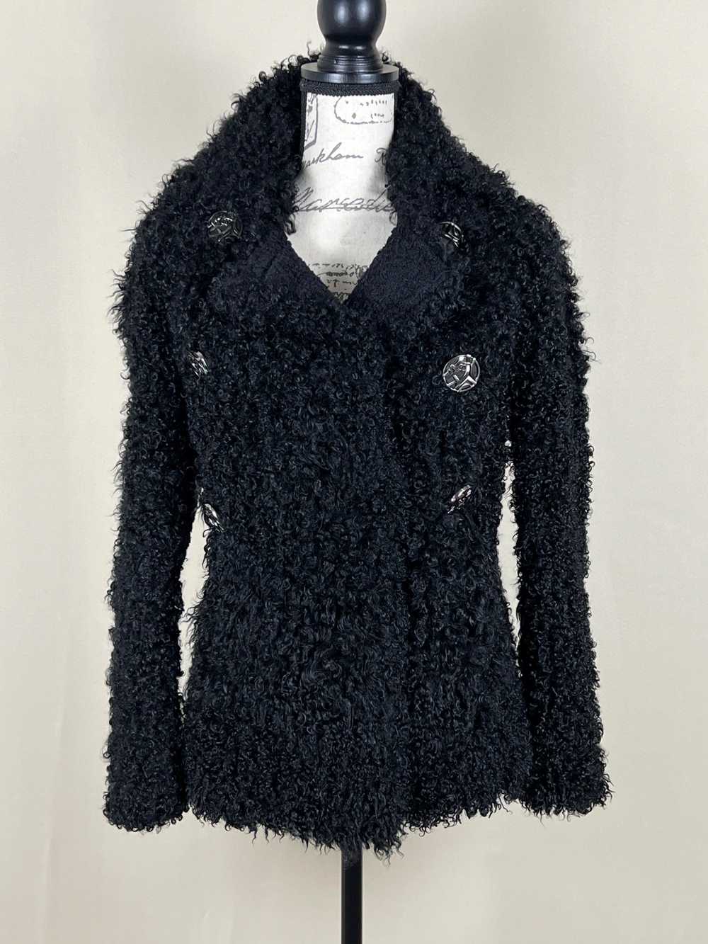 Chanel Chanel Black Double Breasted Lamb Fur Jack… - image 6