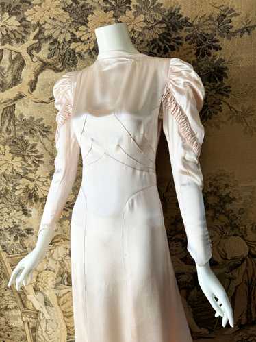 1930s Petal Pink Satin Wedding Dress
