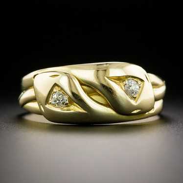 English Victorian Diamond Double-Headed Snake Ring - image 1