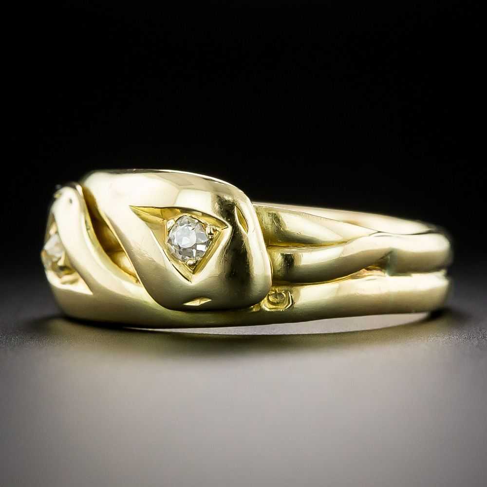 English Victorian Diamond Double-Headed Snake Ring - image 3