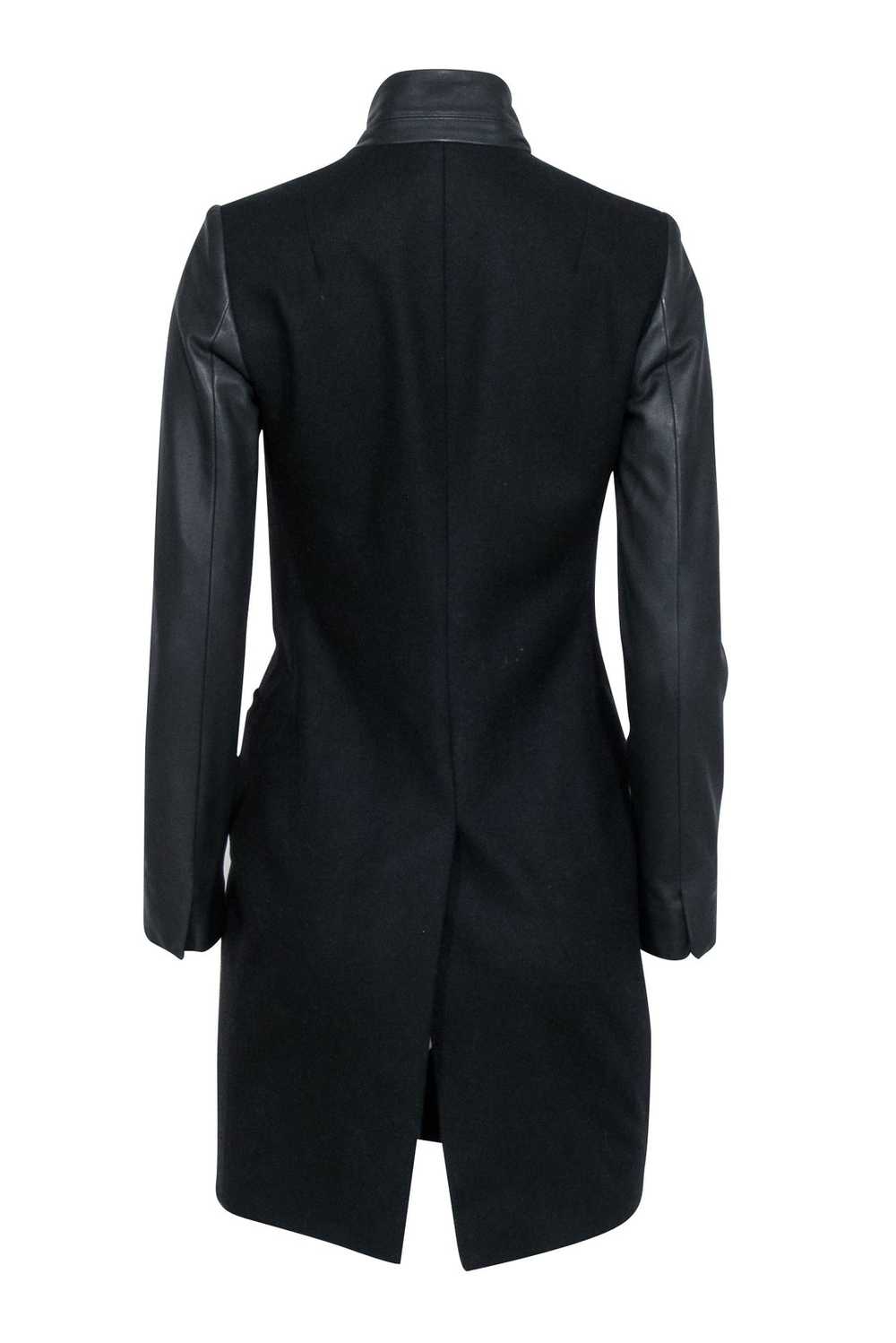 All Saints - Black Wool Blend Coat w/ Lamb Leathe… - image 3