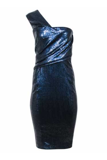 Donna Karan - Navy Sequins One Shoulder Dress Sz 6 - image 1