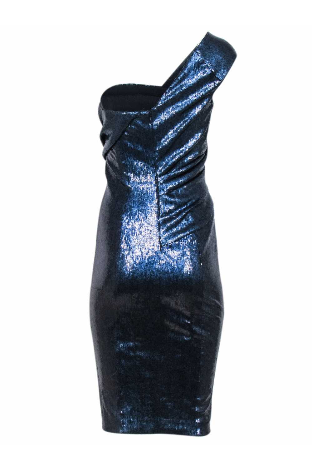 Donna Karan - Navy Sequins One Shoulder Dress Sz 6 - image 4
