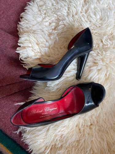 Robert Clergie Patent leather peep toe heels (6.5)