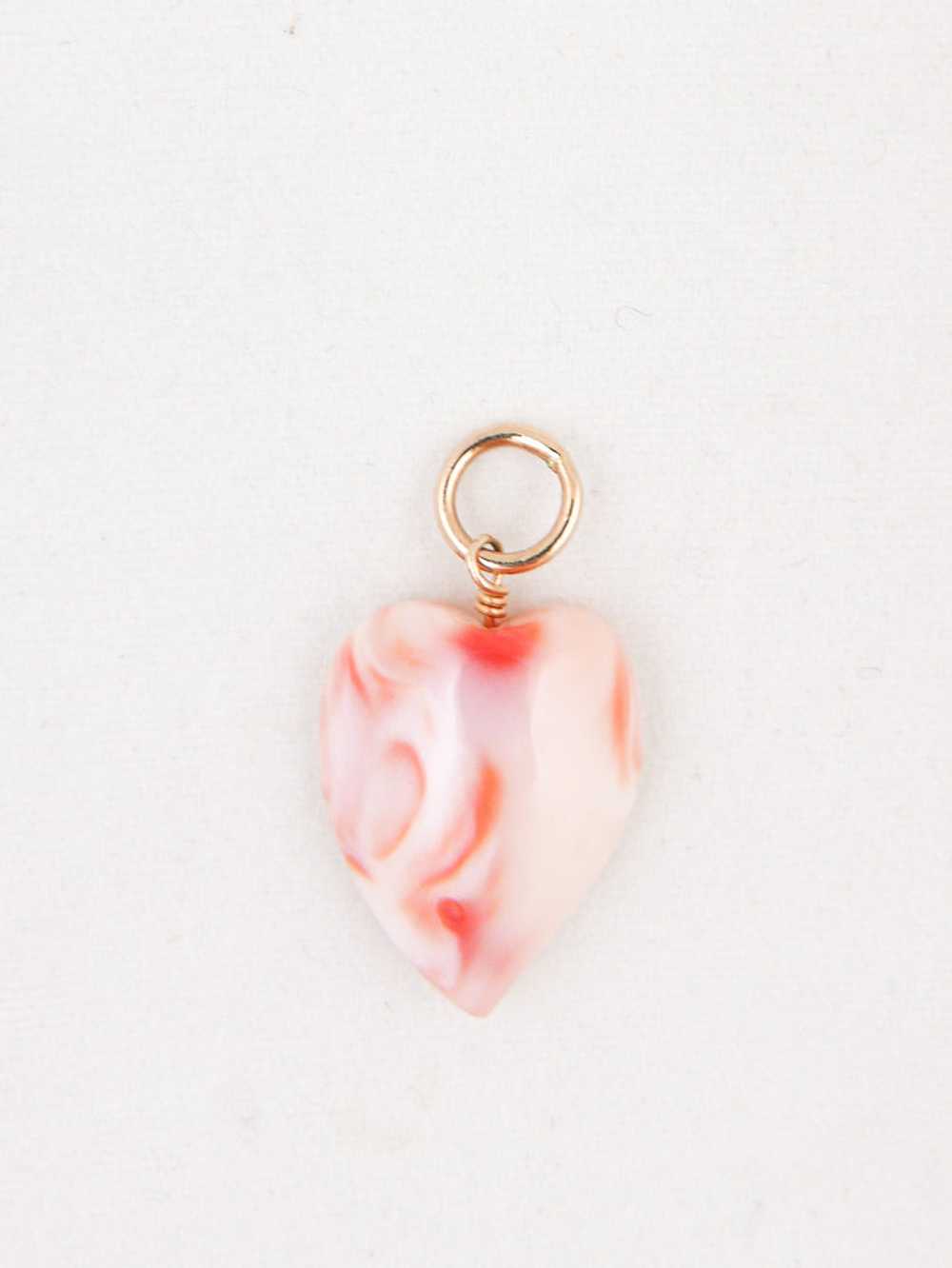 Carved Coral Heart Charm - image 1
