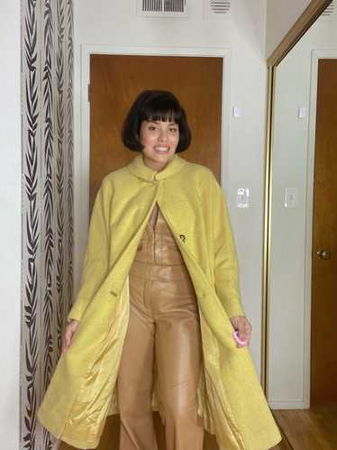 Vintage 60s Buttery Yellow Bouclé Tweed Coat With 