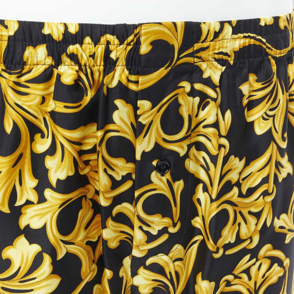 Versace new VERSACE 100% silk black gold barocco … - image 8
