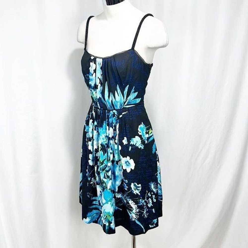 Whbm Blue Watercolor Spaghetti Strap Floral Fit &… - image 5